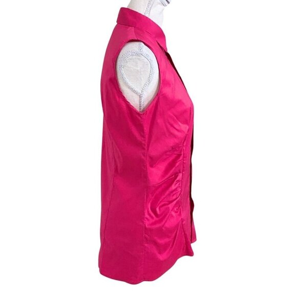 HUGO BOSS BALAINA SLEEVELESS RUCHED BUTTON DOWN BLOUSE - 4 - Picture 2 of 8